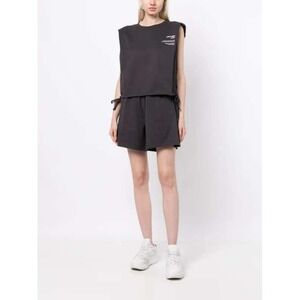 Izzue Slogan Print‎ Top & Short Set Gray Athleisure  Casual Activewear XS NWT